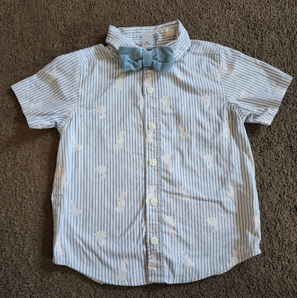 Blue Striped Bunny Bowtie Shirt, Kid's 3T - Picture 2 of 7